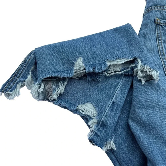 BDG (Urban Outfitters) NWT Denim Midi High Rise Raw Hem Distressed Size 25 - Picture 5 of 13